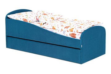 Мягкая кровать с ящиком Letmo морской (велюр) в Мурманске