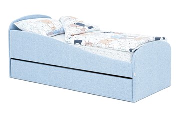 Кровать в детскую с ящиком Letmo небесный (рогожка) в Мурманске