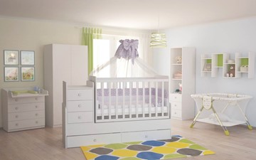 Кровать для новорожденных с комодом POLINI Kids Simple 1100 Белый в Мурманске - предосмотр 4
