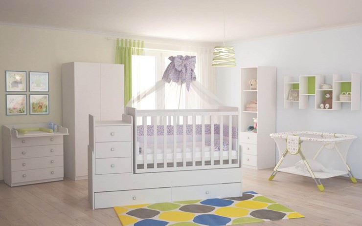 Кровать для новорожденных с комодом POLINI Kids Simple 1100 Белый в Мурманске - изображение 4