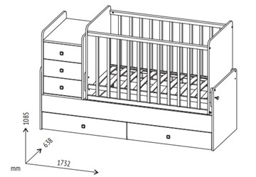 Кровать для новорожденных с комодом POLINI Kids Simple 1100 Белый в Мурманске - предосмотр 7