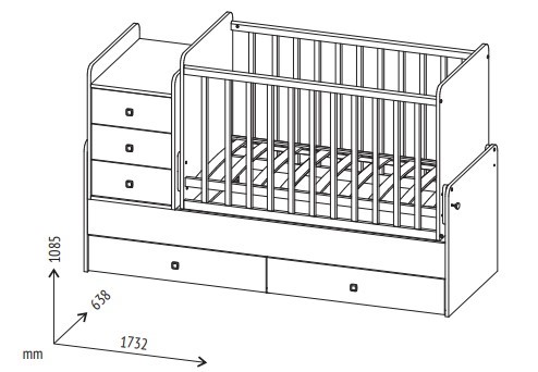 Кровать для новорожденных с комодом POLINI Kids Simple 1100 Белый в Мурманске - изображение 7