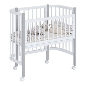 Кроватка детская приставная POLINI Kids Simple 120 Белый / Серый в Мурманске - предосмотр