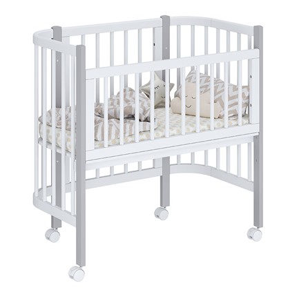 Кроватка детская приставная POLINI Kids Simple 120 Белый / Серый в Мурманске - изображение