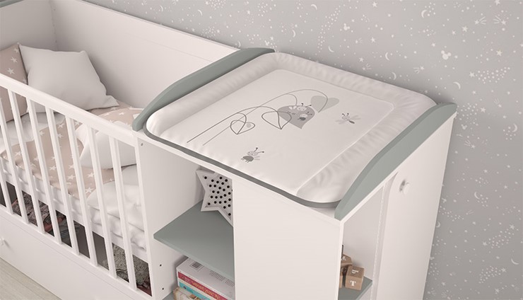 Кроватка-трансформер с комодом POLINI Kids Ameli 800 Белый / Серый, серия AMELI в Мурманске - изображение 3