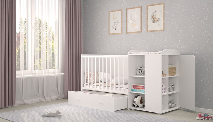 Детская кровать-трансформер с комодом POLINI Kids Ameli 900 Белый, серия AMELI в Мурманске - изображение 6