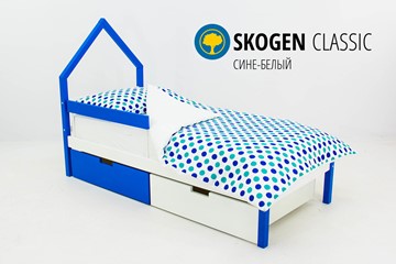 Детская кровать-домик мини Skogen сине-белый в Мурманске