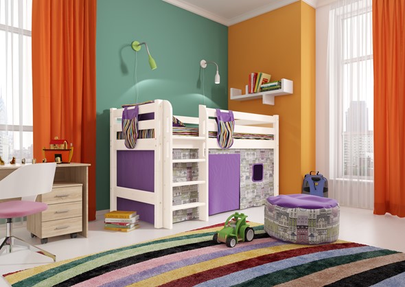 Кровать-чердак в детскую Соня, Вариант 11 Белый в Мурманске - изображение