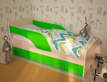 Кровать детская Максимка, корпус Млечный дуб, фасад Салатовый в Мурманске