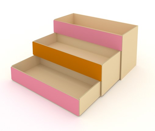 Детская кровать 3-х уровневая КД-3, Беж + Розовый + Оранжевый в Мурманске - изображение