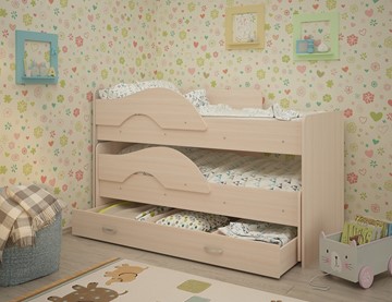 Детская кровать для мальчика Радуга 1.6 с ящиком, цвет Млечный дуб в Мурманске