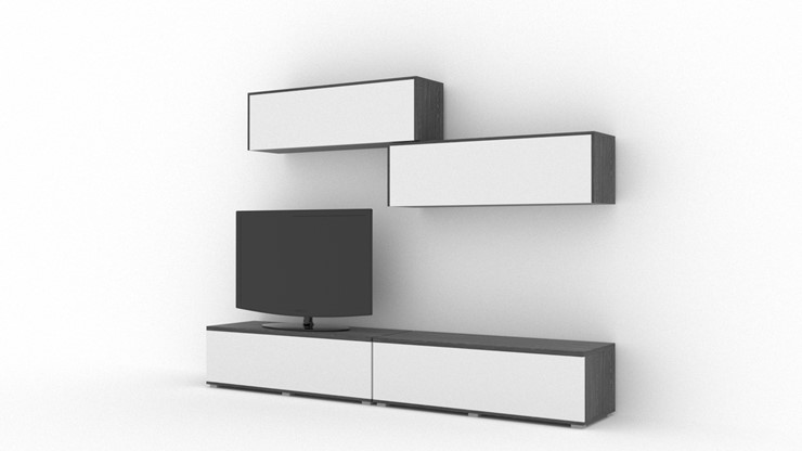 Гостиный гарнитур Куб (Cube), цвет Белый софт, Черный ясень в Мурманске - изображение 1