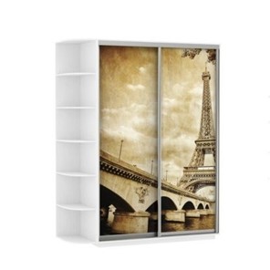 Шкаф 2-створчатый Экспресс 1700x600x2400, со стеллажом, Париж/белый снег в Мурманске