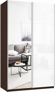 Шкаф Прайм (Зеркало/Белое стекло) 1200x570x2300, венге в Мурманске