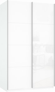 Шкаф Прайм (ДСП/Белое стекло) 1200x570x2300, белый снег в Мурманске