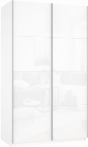Шкаф-купе двухдверный Прайм (Белое стекло/Белое стекло) 1600x570x2300, белый снег в Мурманске