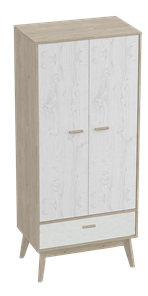 Шкаф для одежды Калгари, Дуб натуральный светлый/Белый матовый в Мурманске