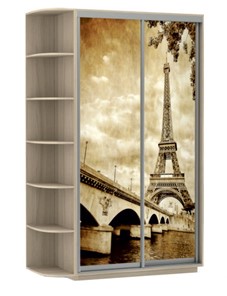 Шкаф 2-створчатый Хит, 1500x600x2200, фотопечать, со стеллажом, париж, шимо светлый в Мурманске