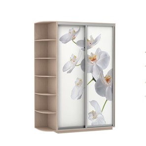 Шкаф Экспресс 1700x600x2200, со стеллажом, Орхидея белая/дуб молочный в Мурманске - предосмотр