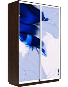 Шкаф 2-створчатый Экспресс 1600x450x2200, Абстракция бело-голубая/венге в Мурманске