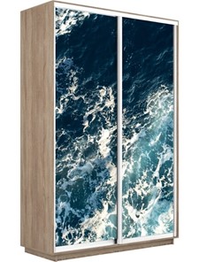 Шкаф 2-створчатый Экспресс 1600x450x2200, Морские волны/дуб сонома в Мурманске