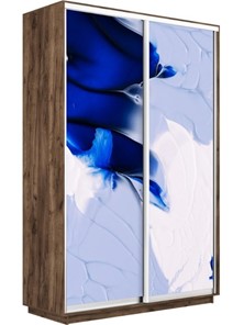 Шкаф Экспресс 1600x600x2400, Абстракция бело-голубая/дуб табачный в Мурманске