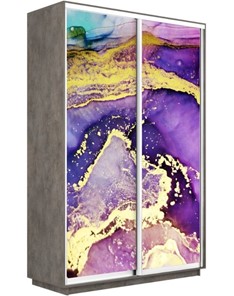 Шкаф Экспресс 1600x600x2400, Абстракция фиолетово-золотая/бетон в Мурманске