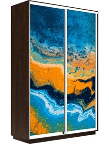 Шкаф 2-х створчатый Экспресс 1600x600x2400, Абстракция оранжево-голубая/венге в Мурманске