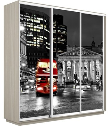 Шкаф 3-х дверный Экспресс 2100х600х2400, Ночной Лондон/шимо светлый в Мурманске - изображение