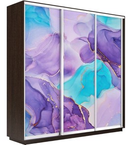Шкаф 3-створчатый Экспресс 2400х450х2200, Абстракция фиолетовая/венге в Мурманске