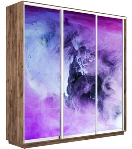 Шкаф 3-дверный Экспресс 2400х600х2200, Фиолетовый дым/дуб табачный в Мурманске