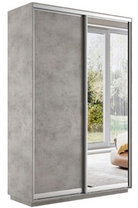 Шкаф 2-х дверный Экспресс (ДСП/Зеркало) 1200х450х2200, бетон в Мурманске - предосмотр