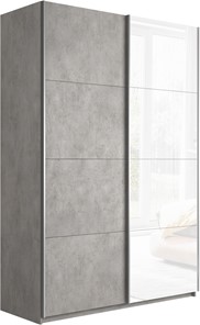 Шкаф 2-створчатый Прайм (ДСП/Белое стекло) 1400x570x2300, бетон в Мурманске