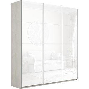 Шкаф 3-дверный Широкий Прайм (Белое стекло) 2400x570x2300,  Ясень Анкор светлый в Мурманске