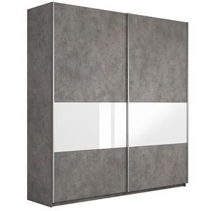 Шкаф 2-х створчатый Широкий Прайм (ДСП / Белое стекло) 2200x570x2300, Бетон в Мурманске