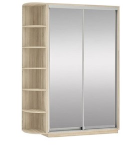 Шкаф 2-створчатый Экспресс (2 зеркала), со стеллажом 1500x600x2400, дуб сонома в Мурманске