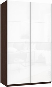 Шкаф-купе 2-х дверный Прайм (Белое стекло/Белое стекло) 1400x570x2300, венге в Мурманске