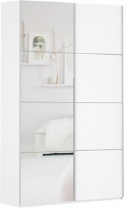 Шкаф 2-створчатый Прайм (ДСП/Зеркало) 1200x570x2300, белый снег в Мурманске