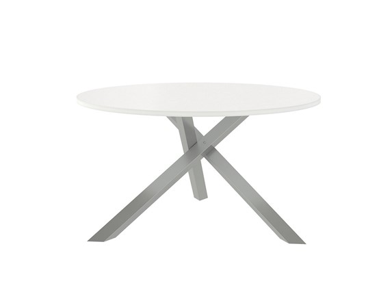 Столик круглый Триада-15Д, Металлик/Белый в Мурманске - изображение