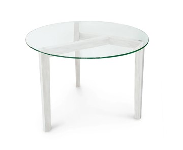 Круглый столик Оникс-7, Выбеленный дуб/Прозрачное стекло в Мурманске