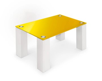 Журнальный столик Колизей-8, белый/желтое стекло в Мурманске