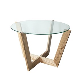 Стеклянный столик в гостиную Оникс-10, Натуральный массив/Прозрачное стекло в Мурманске