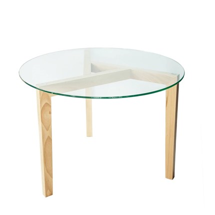 Журнальный столик Оникс-7, Натуральный массив/Прозрачное стекло в Мурманске - изображение