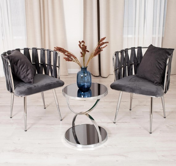 Кофейный столик GROTTO (mod. 9157) металл/дымчатое стекло, 42х42х50, хром в Мурманске - изображение 3