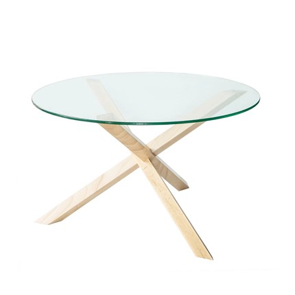 Круглый столик Оникс-3, Натуральный массив/Прозрачное стекло в Мурманске - изображение
