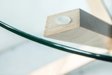 Круглый столик Оникс-3, Натуральный массив/Прозрачное стекло в Мурманске - предосмотр 2