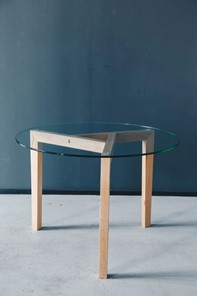 Журнальный столик Оникс-7, Натуральный массив/Прозрачное стекло в Мурманске - предосмотр 2