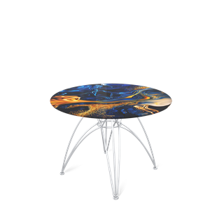 Круглый столик SHT-S112 / SHT-TT32 60 стекло/МДФ (синий сапфир/хром лак) в Мурманске