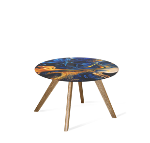 Круглый столик SHT-S39 / SHT-TT32 60 стекло/МДФ (синий сапфир/брашированный коричневый) в Мурманске