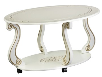 Овальный столик Овация-М на колесах (слоновая кость/золото) в Мурманске - предосмотр